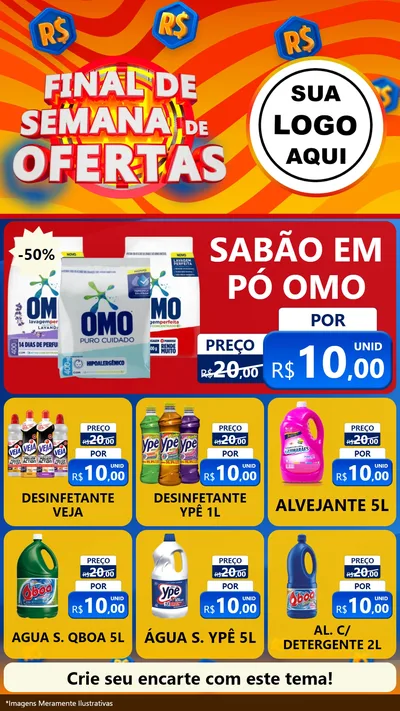 Modelo de Rede Social para Stories com o tema Final de Semana de Ofertas para Produtos de Limpeza