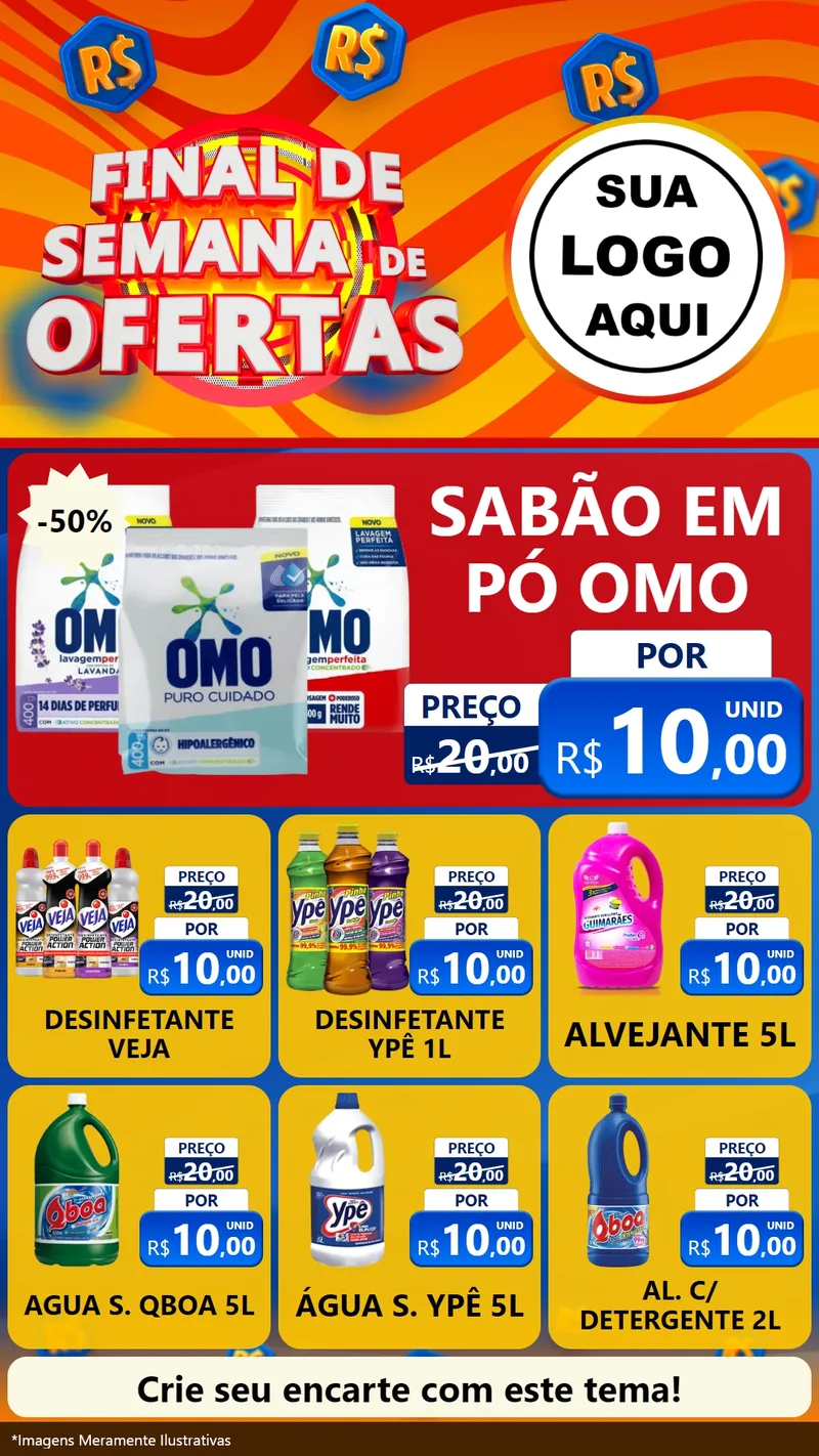 Modelo de Rede Social para Stories com o tema Final de Semana de Ofertas para Produtos de Limpeza
