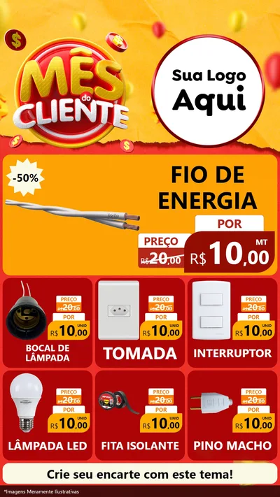 Modelo de Rede Social para Stories com o tema Mês do Cliente para Materiais Elétricos