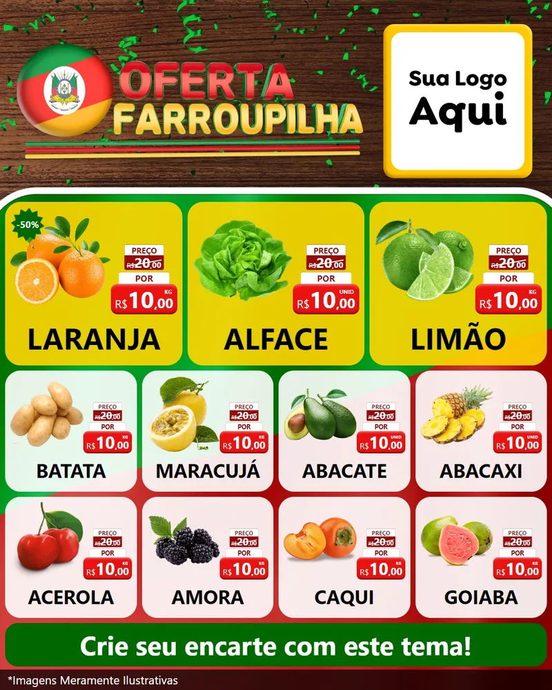 Modelo de Rede Social para Feed Instagram com o tema Oferta Farroupilha para Hortifrúti