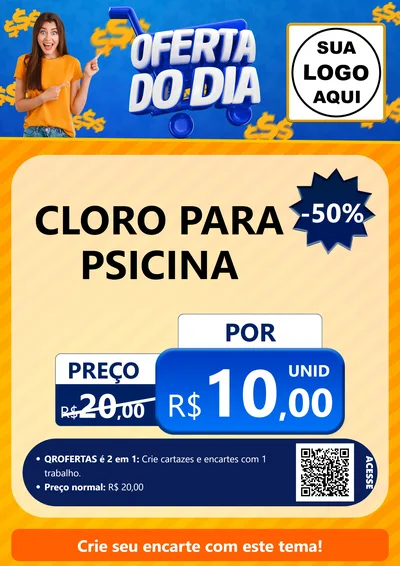 Modelo de Cartaz para Cartaz A4 Vertical com o tema Oferta do Dia para Produtos para Piscina