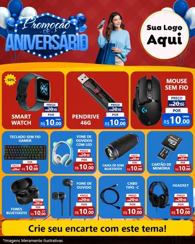 Modelo de Rede Social para Feed Instagram com o tema Promoção de Aniversário para Informática