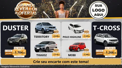 Modelo de TV para TV Horizontal com o tema Grande Réveillon de Ofertas para Concessionaria de Carros