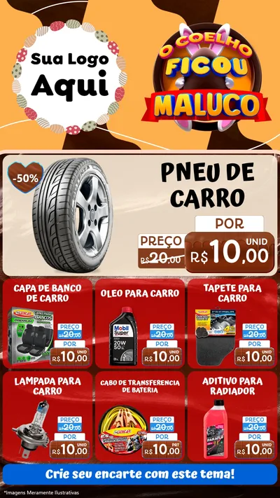 Modelo de Rede Social para Stories com o tema O Coelho Ficou Maluco - Páscoa para Auto peças