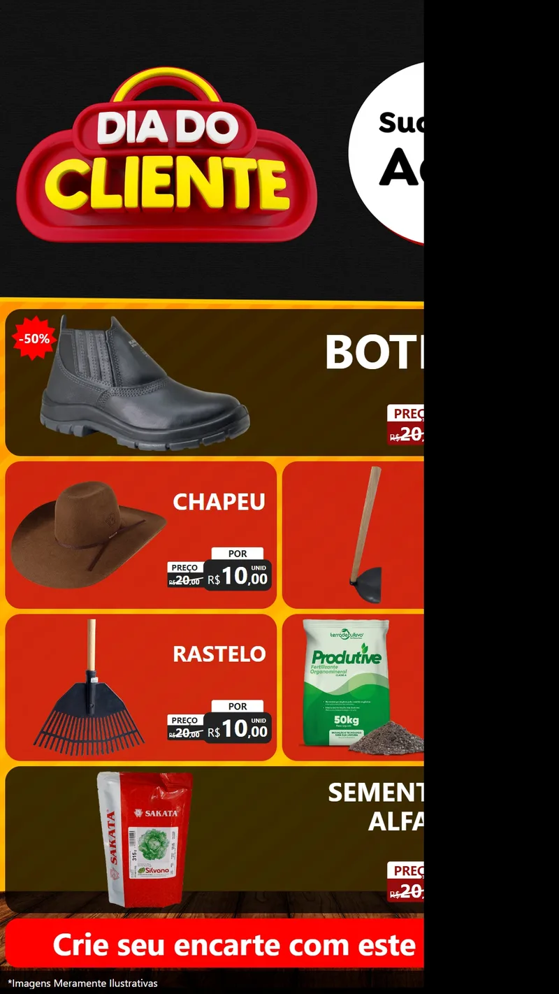 Modelo de TV para TV Vertical com o tema Dia do Cliente para Agropecuária