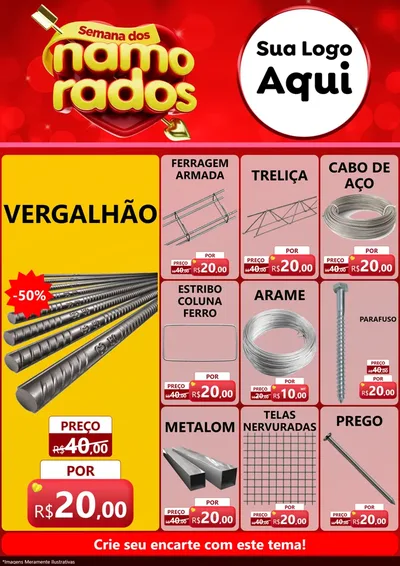 Modelo de Encarte para Encarte A4 Vertical com o tema Semana dos namorados para Ferragens