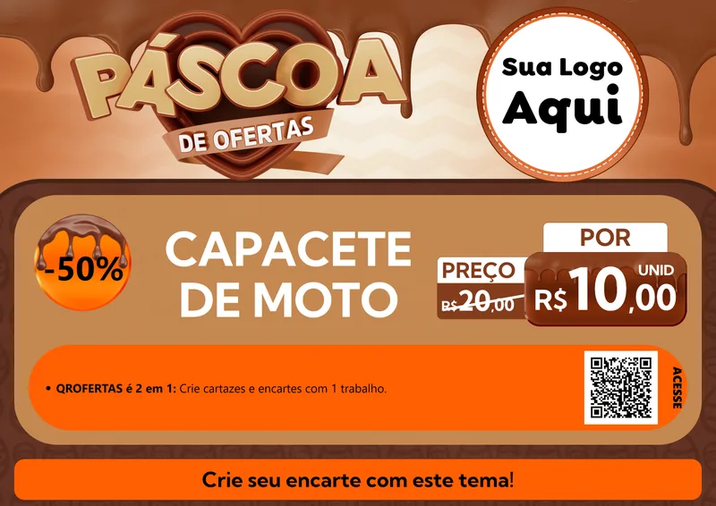Modelo de Cartaz para Cartaz A4 Horizontal com o tema Páscoa de Ofertas para Moto peças