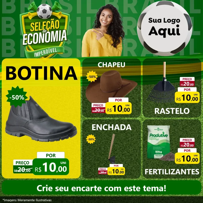 Modelo de Rede Social para Feed Facebook com o tema Seleção de Economia - Copa para Agropecuária