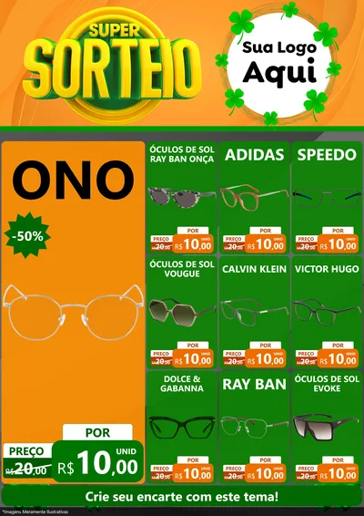 Modelo de Encarte para Encarte A4 Vertical com o tema Super Sorteio para Óticas