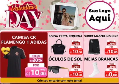 Modelo de Encarte para Encarte A4 Horizontal com o tema Valentine's Day para Roupas e acessórios