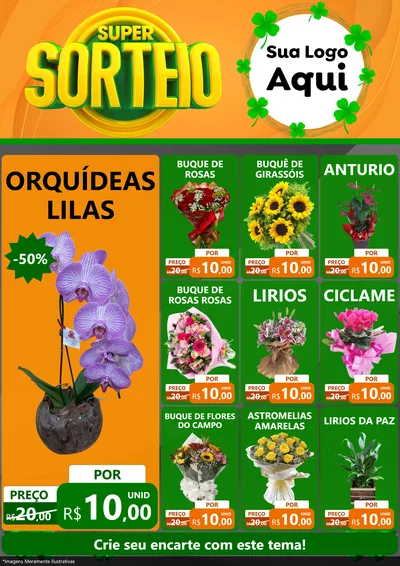 Modelo de Encarte para Encarte A4 Vertical com o tema Super Sorteio para Floricultura e jardim