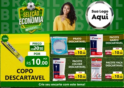 Modelo de Encarte para Encarte A4 Horizontal com o tema Seleção de Economia - Copa para Embalagens