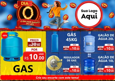 Modelo de Encarte para Encarte A4 Horizontal com o tema Dia O - O Dia Mais Barato Do Mês para Água e gás