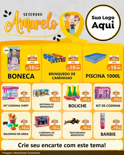 Modelo de Rede Social para Feed Instagram com o tema Setembro Amarelo para Brinquedos
