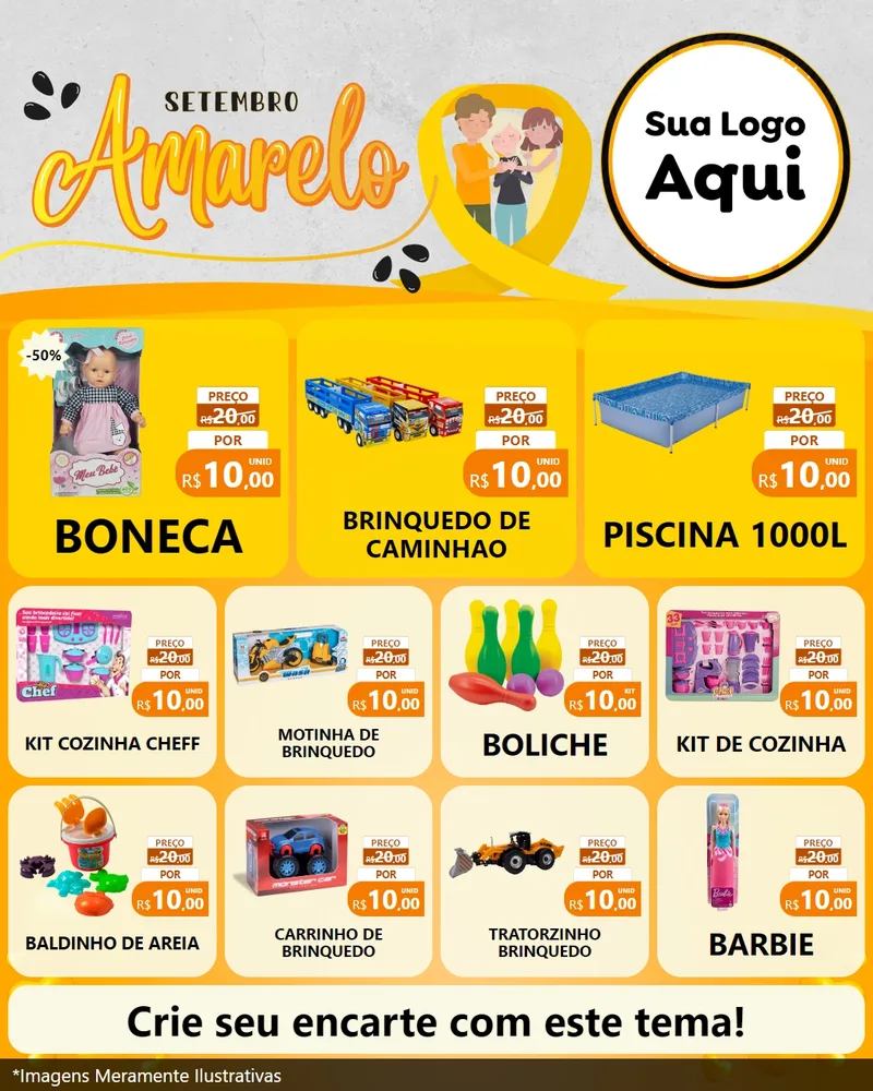Modelo de Rede Social para Feed Instagram com o tema Setembro Amarelo para Brinquedos