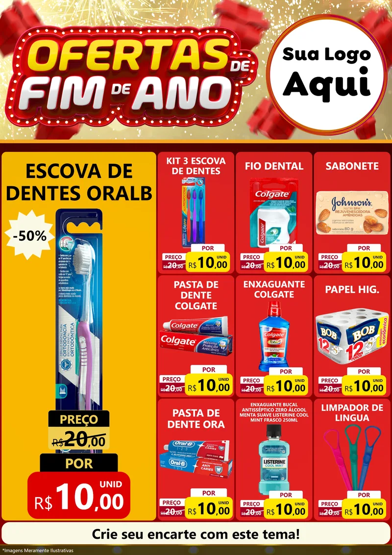 Modelo de Encarte para Encarte A4 Vertical com o tema Ofertas de Fim de Ano para Higiene Pessoal