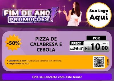 Modelo de Cartaz para Cartaz A4 Horizontal com o tema Fim de Ano Promoções para Pizzaria