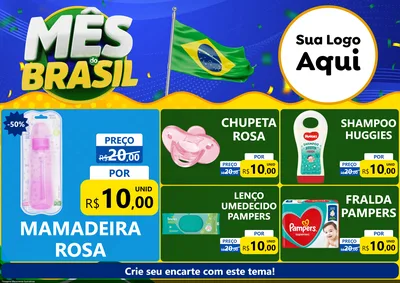 Modelo de Encarte para Encarte A4 Horizontal com o tema Mês do Brasil para Bebês