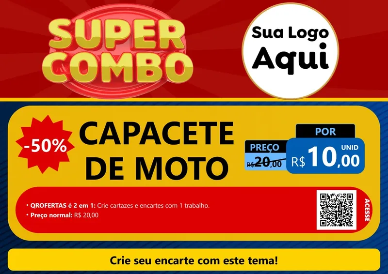 Modelo de Cartaz para Cartaz A4 Horizontal com o tema Super Combo para Moto peças