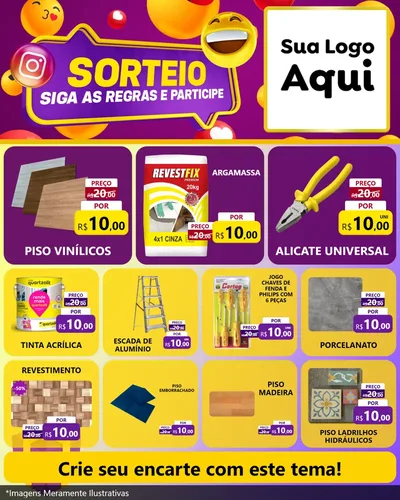 Modelo de Rede Social para Feed Instagram com o tema Sorteio para Material para Construção