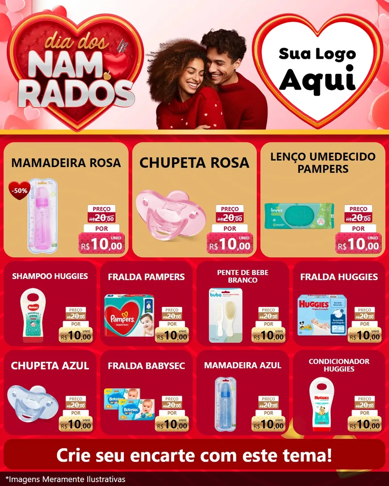 Modelo de Rede Social para Feed Instagram com o tema Dia dos Namorados para Bebês