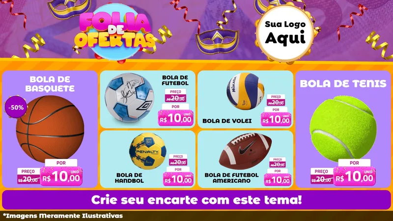Modelo de TV para TV Horizontal com o tema Folia de Ofertas para Artigos Esportivos