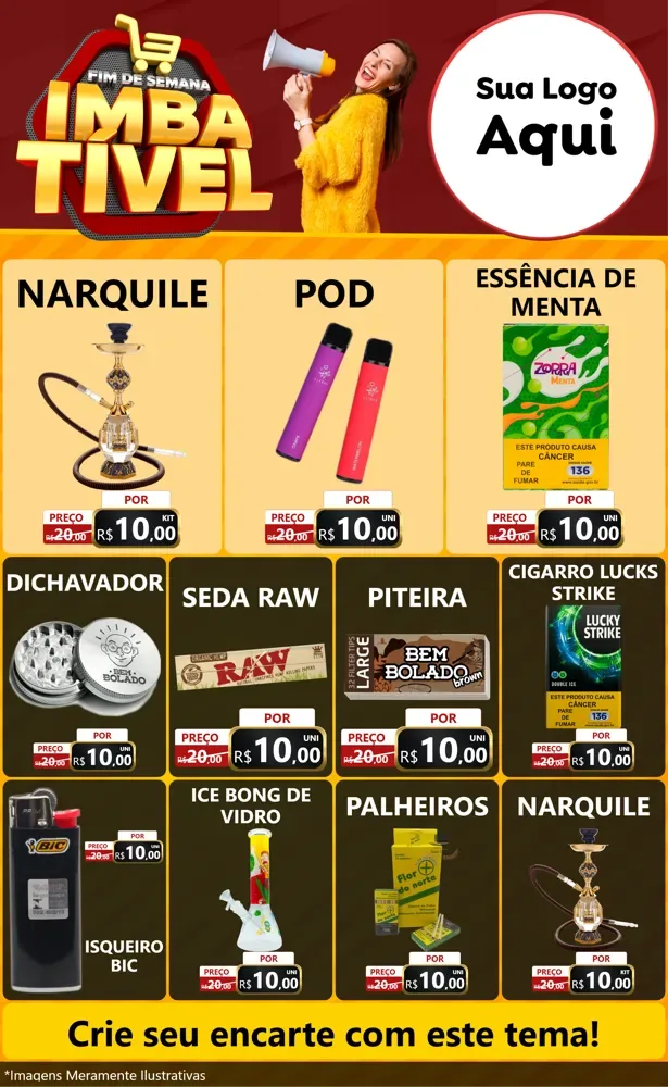 Modelo de Encarte para Encarte Grande com o tema Fim de Semana Imbatível para Tabacaria