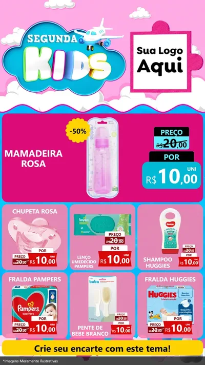 Modelo de Rede Social para Stories com o tema Segunda Kids para Bebês