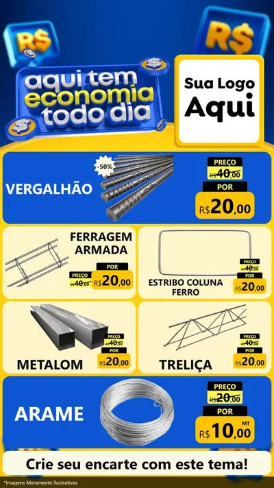 Modelo de TV para TV Vertical com o tema Aqui Tem Economia Todo Dia para Ferragens