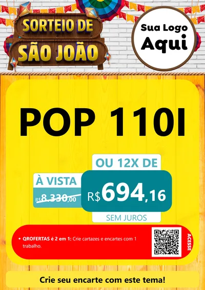 Modelo de Cartaz para Cartaz A4 Vertical com o tema Sorteio de São João para Concessionaria de Motos