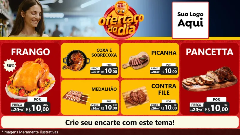 Modelo de TV para TV Horizontal com o tema Ofertaço Do Dia para Assados