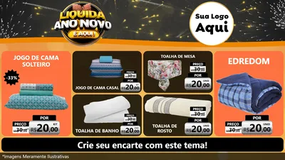 Modelo de TV para TV Horizontal com o tema Liquida Ano Novo É Aqui! para Cama, Mesa e Banho