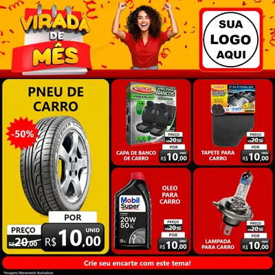 Modelo de Rede Social para Feed Facebook com o tema Virada de Mês para Auto peças