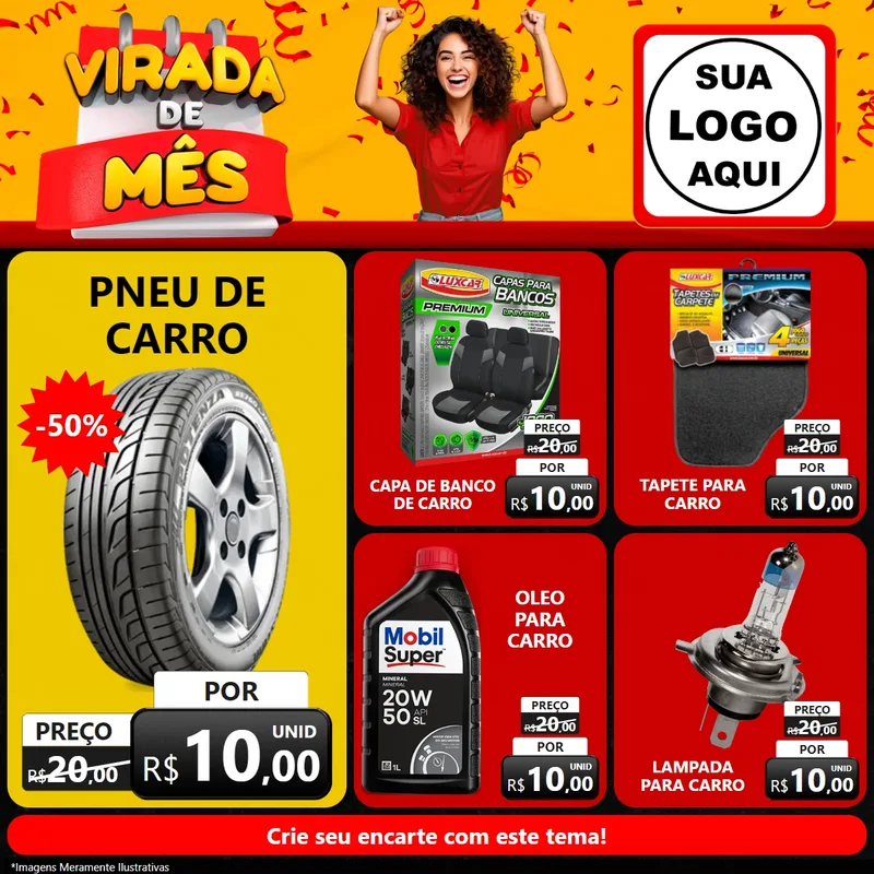 Modelo de Rede Social para Feed Facebook com o tema Virada de Mês para Auto peças