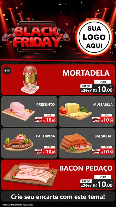 Modelo de TV para TV Vertical com o tema Black Friday para Frios e Laticínios