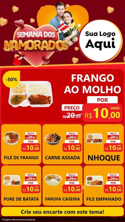 Modelo de Rede Social para Stories com o tema Semana dos Namorados para Restaurante