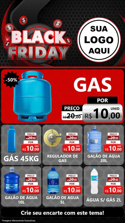 Modelo de Rede Social para Stories com o tema Black Friday para Água e gás
