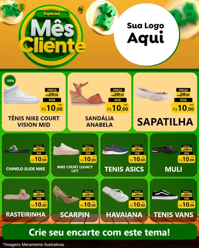 Modelo de Rede Social para Feed Instagram com o tema Especial Mês do Cliente para Calçados