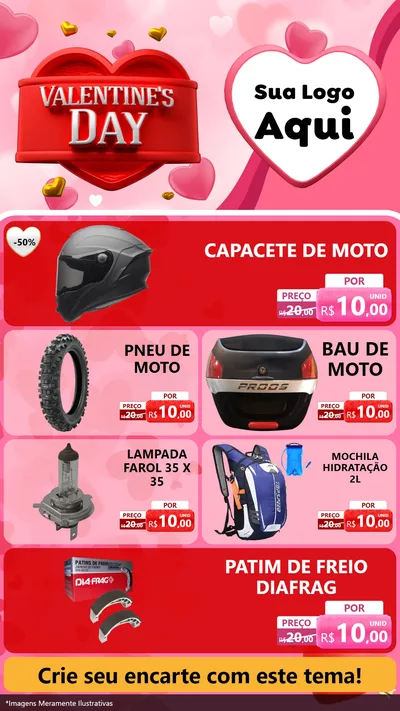 Modelo de TV para TV Vertical com o tema Valentine's Day para Moto peças