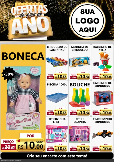Modelo de Encarte para Encarte A4 Vertical com o tema Ofertas de Fim de Ano para Brinquedos
