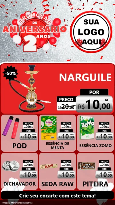 Modelo de Rede Social para Stories com o tema Promoção de Aniversário - 2 Anos para Tabacaria