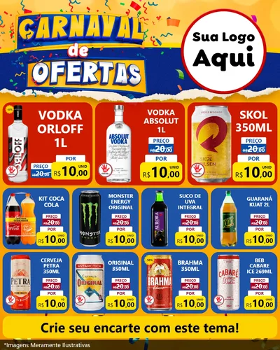Modelo de Rede Social para Feed Instagram com o tema Carnaval de Ofertas para Distribuidora de bebidas