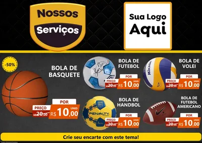 Modelo de Encarte para Encarte A4 Horizontal com o tema Nossos Serviços para Artigos Esportivos
