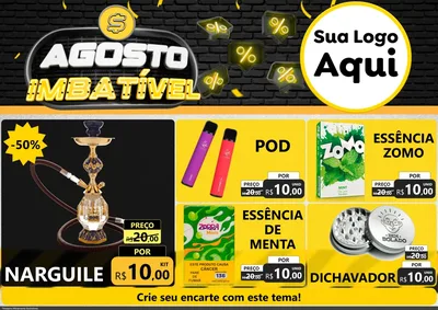 Modelo de Encarte para Encarte A4 Horizontal com o tema Agosto Imbatível para Tabacaria
