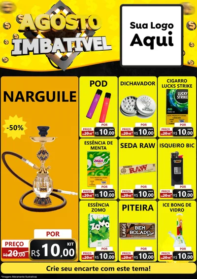 Modelo de Encarte para Encarte A4 Vertical com o tema Agosto Imbatível para Tabacaria