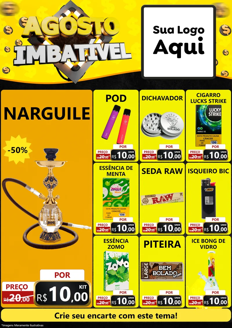 Modelo de Encarte para Encarte A4 Vertical com o tema Agosto Imbatível para Tabacaria