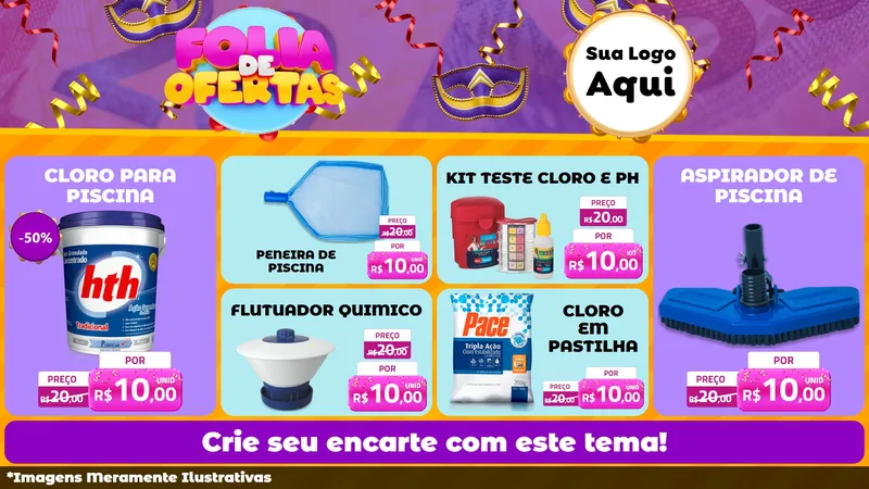 Modelo de TV para TV Horizontal com o tema Folia de Ofertas para Produtos para Piscina