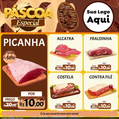 Modelo de Rede Social para Feed Facebook com o tema Páscoa Especial para Açougue