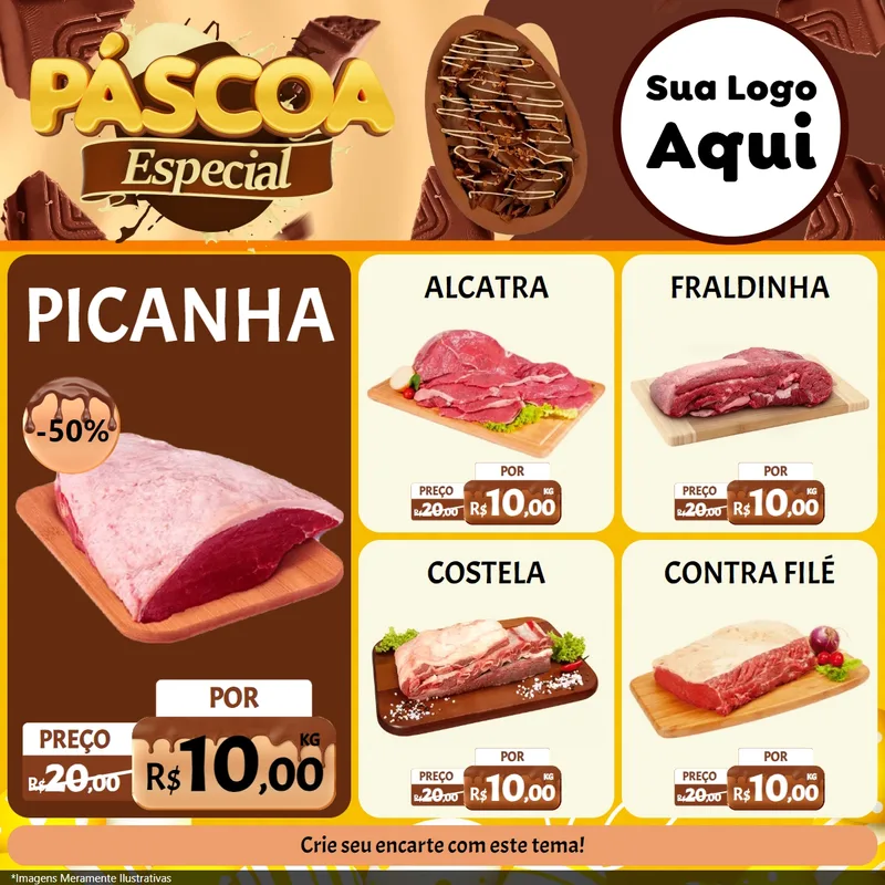 Modelo de Rede Social para Feed Facebook com o tema Páscoa Especial para Açougue