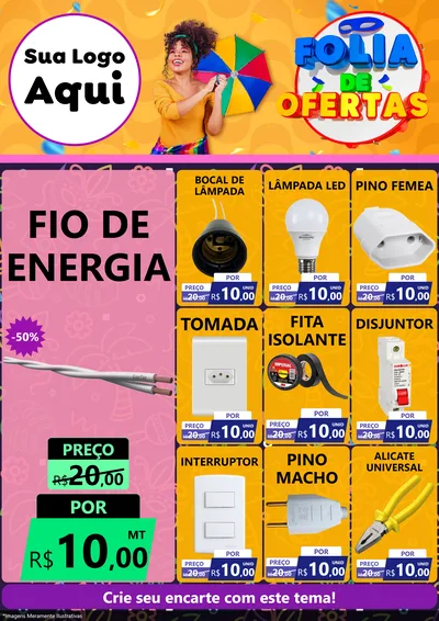 Modelo de Encarte para Encarte A4 Vertical com o tema Folia de Ofertas para Materiais Elétricos